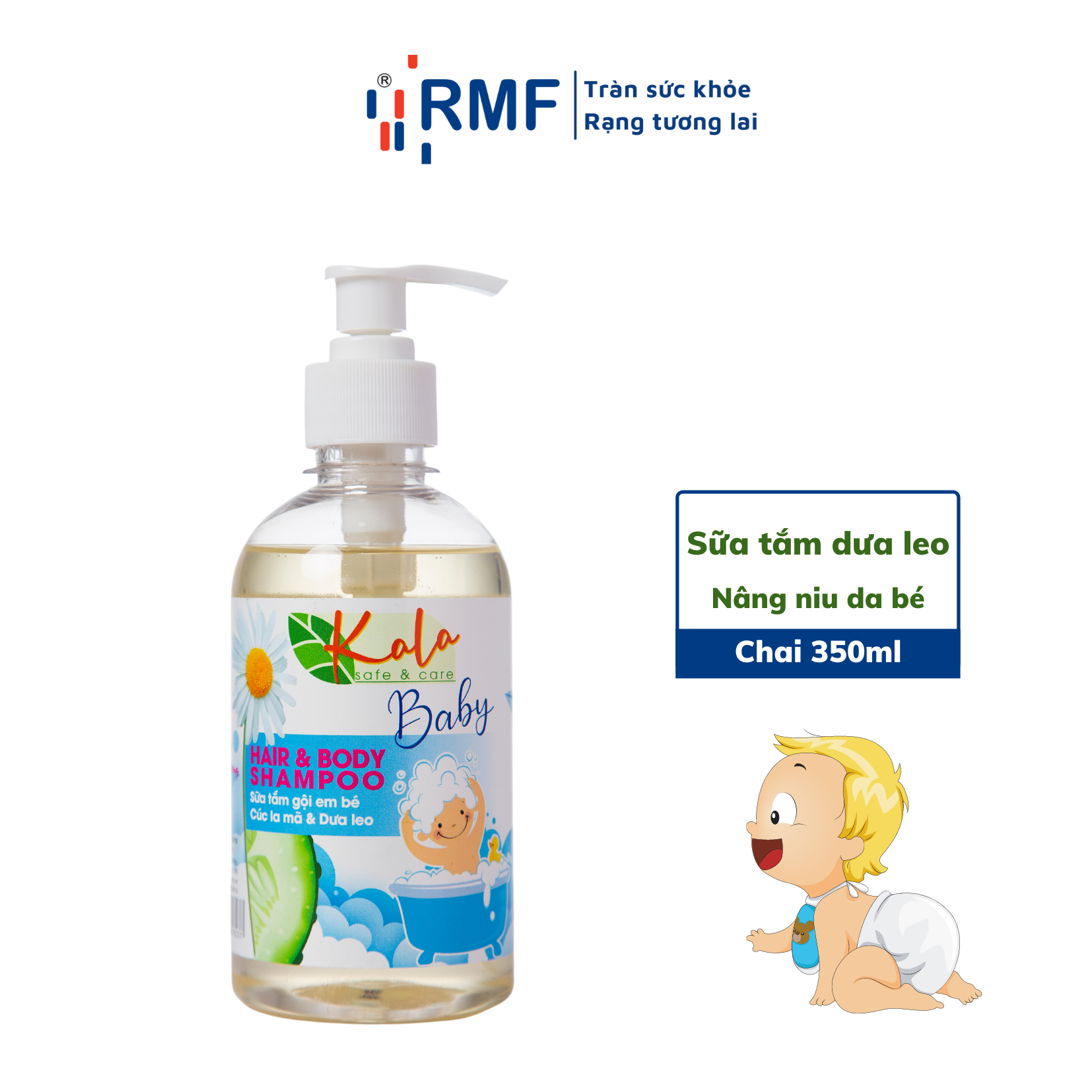 Kala Baby - Sữa tắm gội thiên nhiên chiết xuất cúc la mã & dưa leo